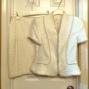 Escada White Boucle Suit with Crystal details.